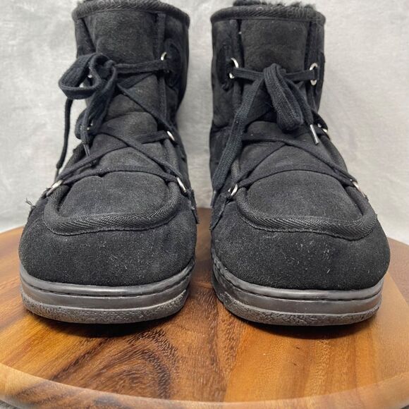 EMU Boots Mens 12 Black Suede Australian Sheepskin Lined Wallabee Style Juc Lo - Picture 4 of 16